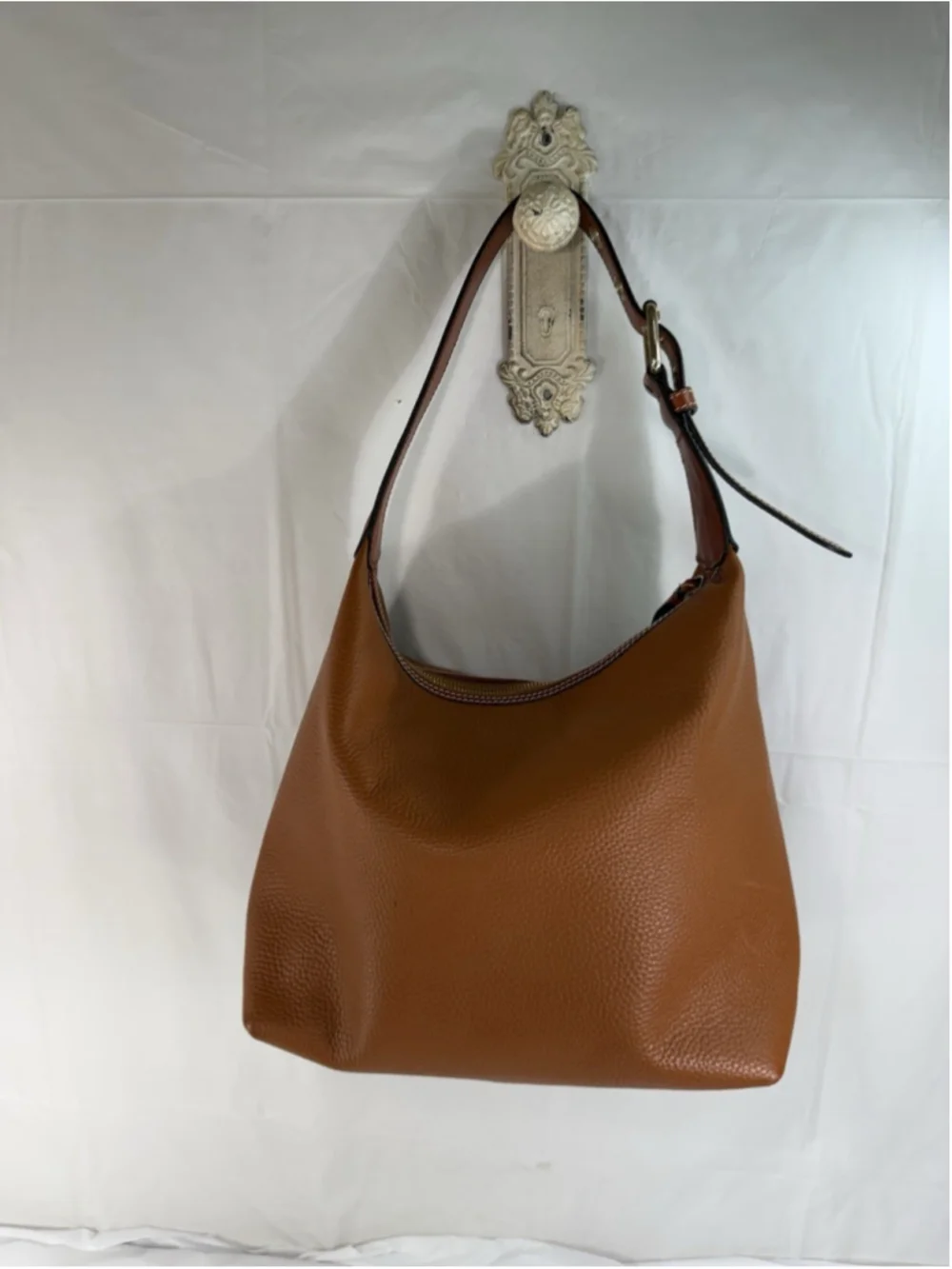 Dooney & Bourke Wexford Hobo Shoulder Bag Large Tan Pebbled Leather & Camel Brwn